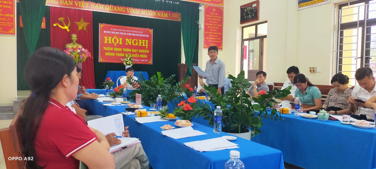 Hội nghị thẩm định đề nghị công nhận thôn đạt chuẩn nông thôn mới kiểu mẫu đối với thôn Giang Tây, xã Quảng Lưu